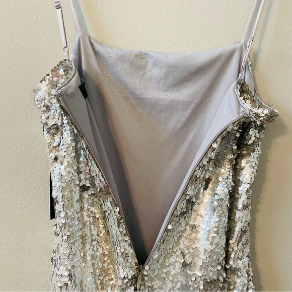 Lulus Top of the Hour Silver Sequin Mini Dress The Eras Tour Size Medium - Picture 8 of 10
